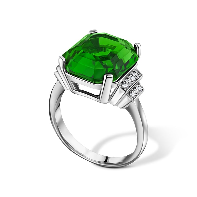 Fancy Elevation Helenite & Diamond Ring
